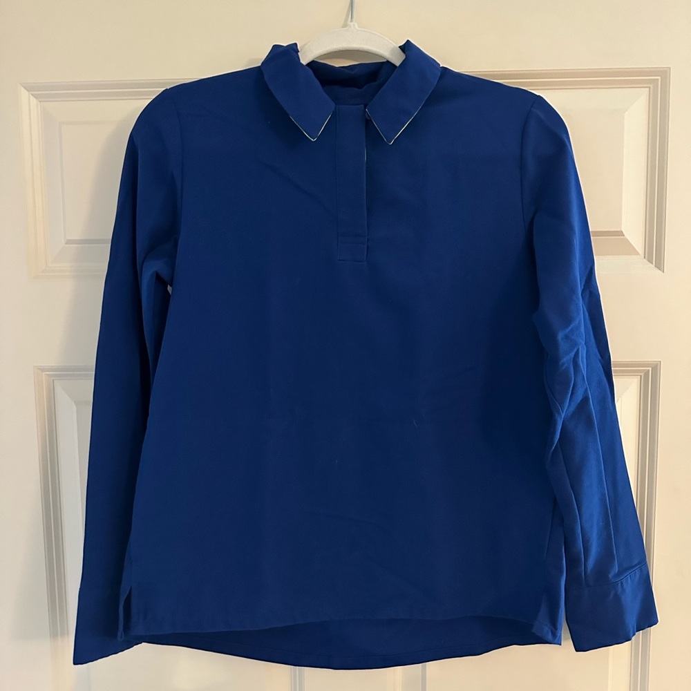 Figs Deep Royal Blue Collared Top